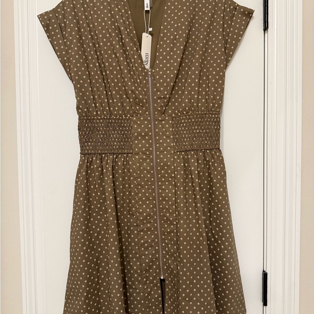 Glam Brown Polka Dot Midi Dress